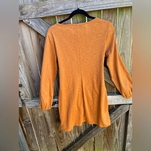 👗Elegant Nine Eight Orange Long-Sleeve Dress - Picture 6 of 12